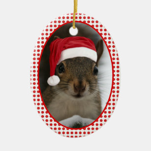 Santa Squirrel™ Dated Two-Sideded Ceramic Tree Decoration