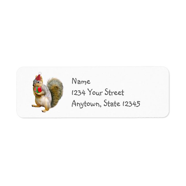 Santa Squirrel Red Gift Return Address Labels (Front)