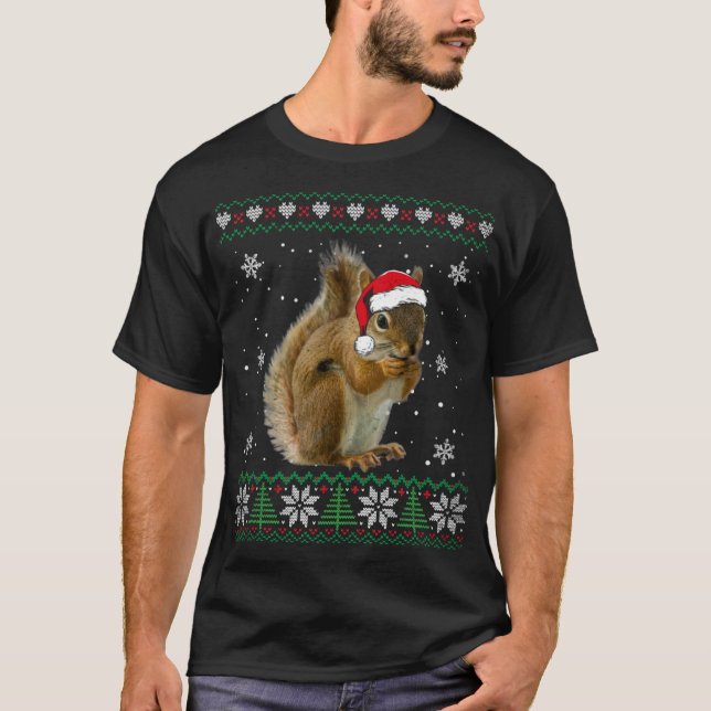 Santa Squirrel Ugly Sweater Animals Christmas Paja (Front)
