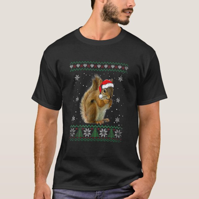 Santa Squirrel Ugly Sweater Animals Christmas Paja (Front)