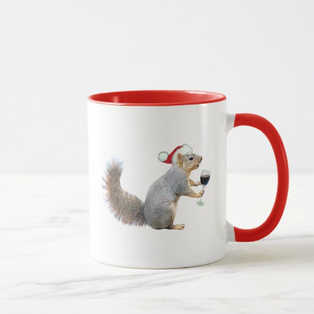 Santa Squirrel with Wine Mug (Right)