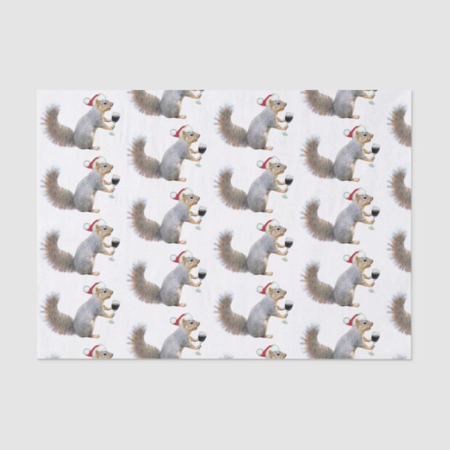 Santa Squirrel with Wine Tissue Paper (Front)