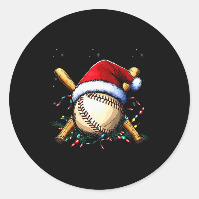 Santa Srts Design For Men Boys Christmas Baseball  Classic Round Sticker (Front)