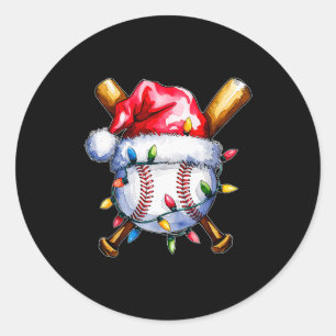 Santa Srts Design For Men Boys Christmas Baseball Classic Round Sticker