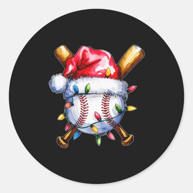 Santa Srts Design For Men Boys Christmas Baseball  Classic Round Sticker (Front)