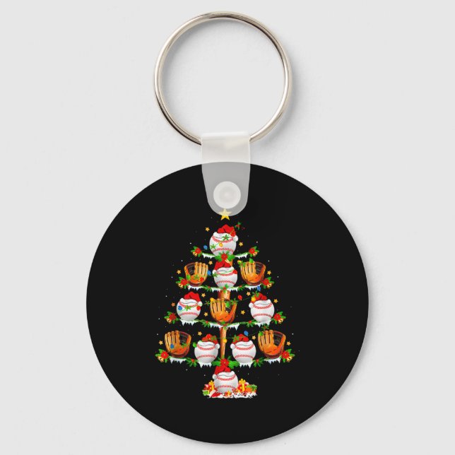 Santa Srts Design For Men Boys Christmas Baseball  Key Ring (Front)