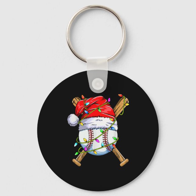 Santa Srts Design For Men Boys Christmas Baseball  Key Ring (Front)