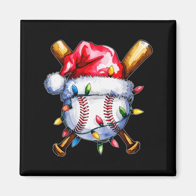 Santa Srts Design For Men Boys Christmas Baseball  Magnet (Front)