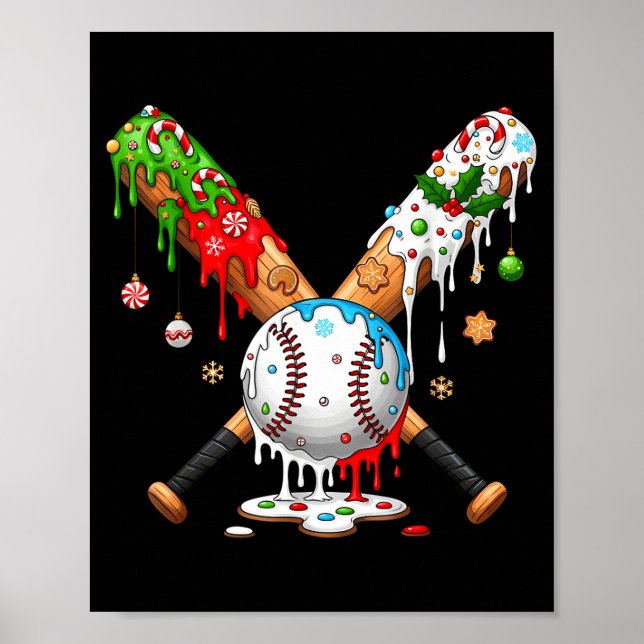 Santa Srts Design For Men Boys Christmas Baseball  Poster (Front)