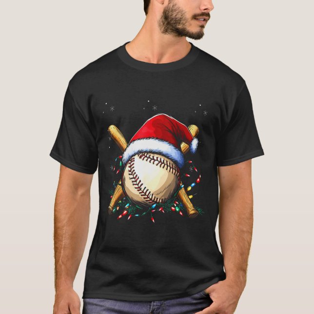 Santa Srts Design For Men Boys Christmas Baseball  T-Shirt (Front)