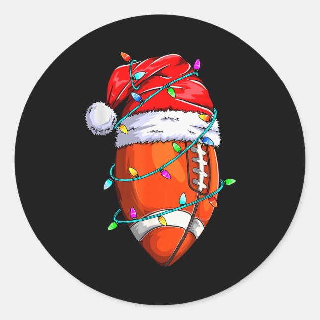 Santa Srts Design For Men Boys Christmas Football  Classic Round Sticker (Front)