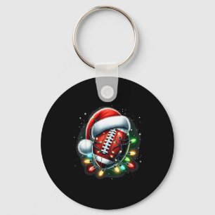 Santa Srts Design For Men Boys Christmas Football Key Ring