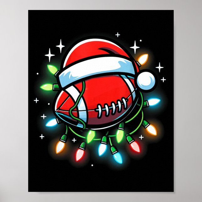 Santa Srts Design For Men Boys Christmas Football  Poster (Front)