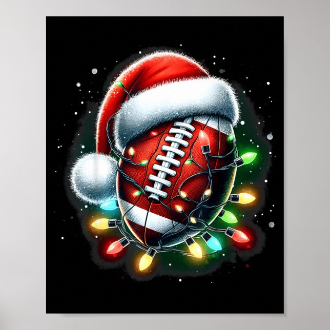 Santa Srts Design For Men Boys Christmas Football  Poster (Front)
