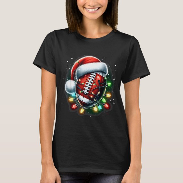 Santa Srts Design For Men Boys Christmas Football  T-Shirt (Front)