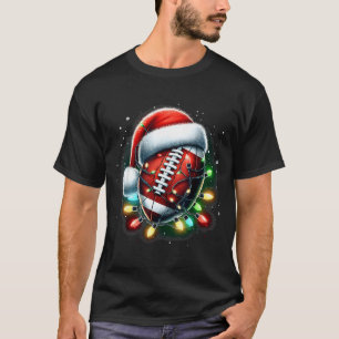 Santa Srts Design For Men Boys Christmas Football  T-Shirt
