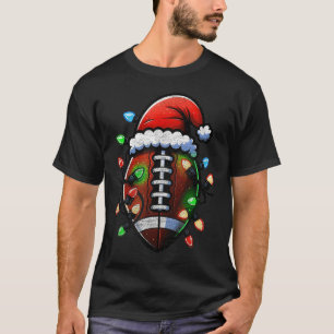 Santa Srts Design For Men Boys Football Player Chr T-Shirt