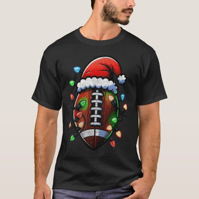 Santa Srts Design For Men Boys Football Player Chr T-Shirt (Front)
