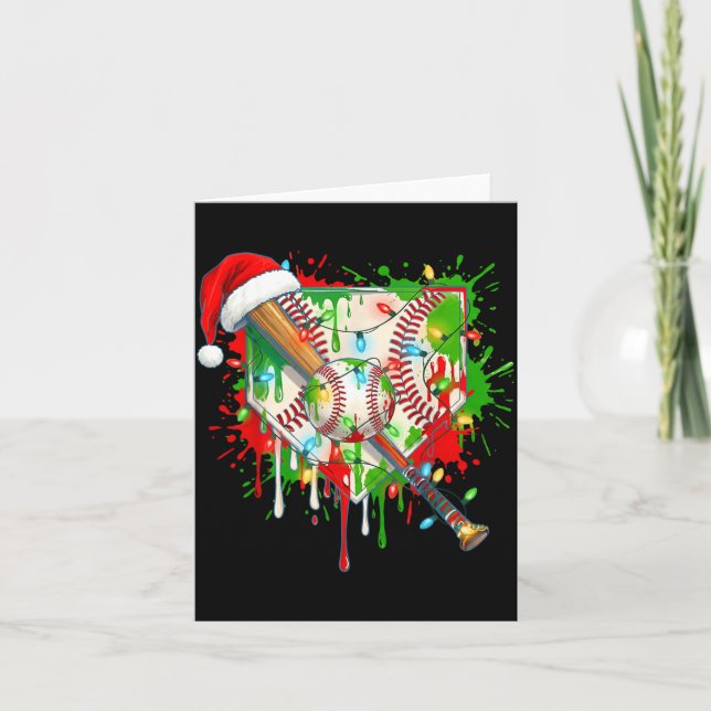 Santa Srts Ice Baseball Christmas Xmas Pajama Kid  Card (Front)