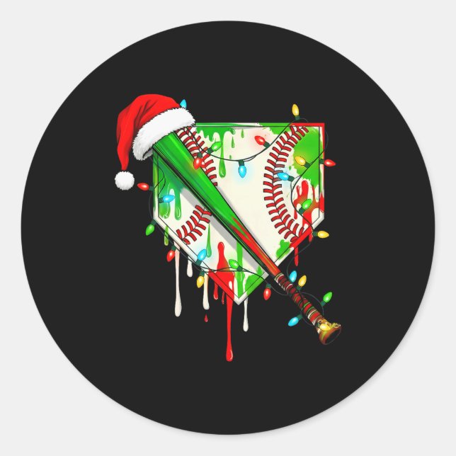 Santa Srts Ice Baseball Christmas Xmas Pajama Kid  Classic Round Sticker (Front)