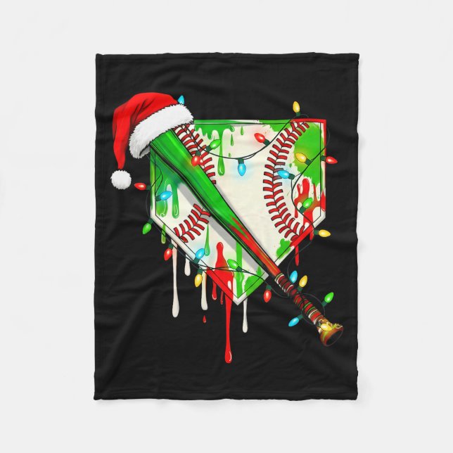 Santa Srts Ice Baseball Christmas Xmas Pajama Kid  Fleece Blanket (Front)