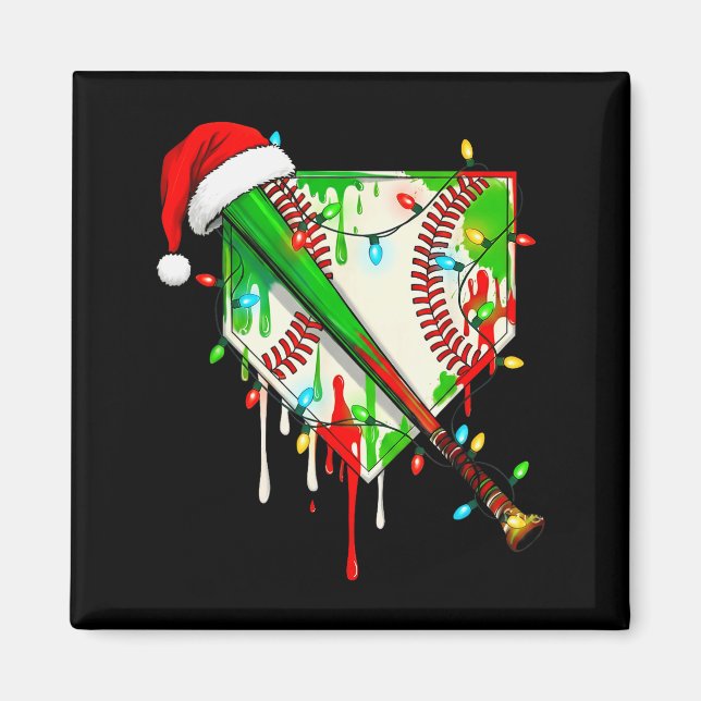 Santa Srts Ice Baseball Christmas Xmas Pajama Kid  Magnet (Front)