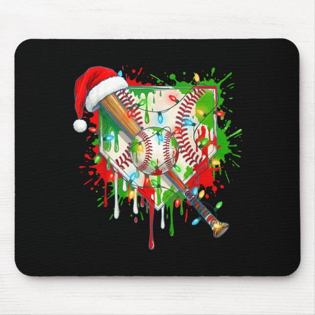 Santa Srts Ice Baseball Christmas Xmas Pajama Kid  Mouse Mat (Front)