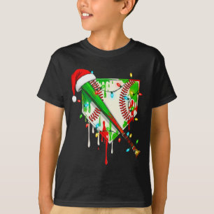 Santa Srts Ice Baseball Christmas Xmas Pajama Kid  T-Shirt
