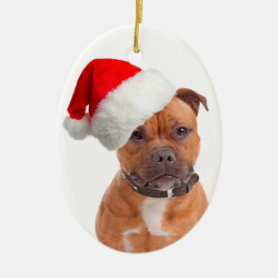 Santa Staffie Christmas Ornament