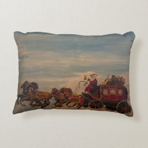 Santa Stage Coach, original by Gary Poling Decorative Cushion