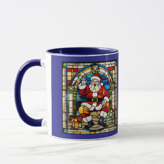 Santa Stained Glass Christmas Mug