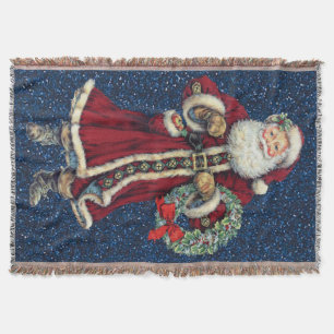 santa standing vintage throw blanket