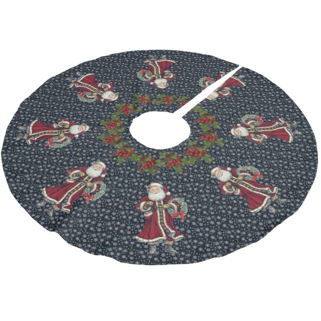 santa standing vintage tree skirt (Angled)