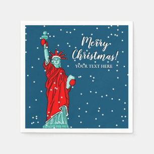 Santa statue of liberty custom Christmas party Napkin