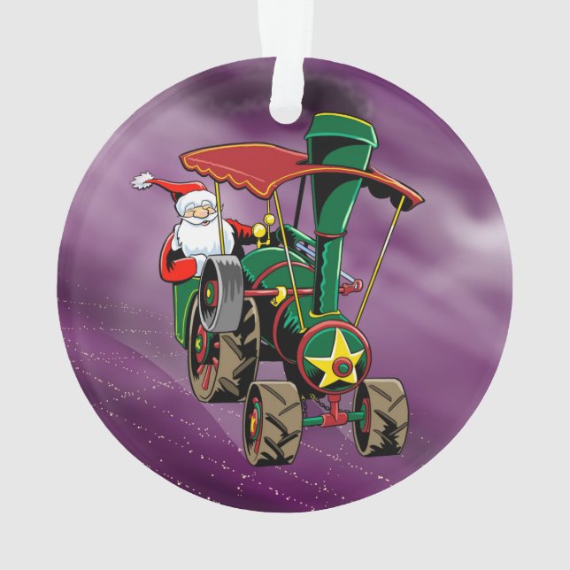 Santa steam tractor ornament (Back)