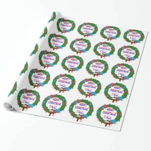 Santa Steer - Merry Christmas Y'all Wrapping Paper