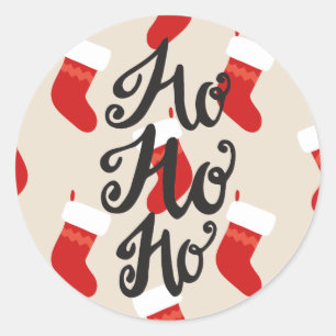 Santa Stockings Christmas Holiday HO HO HO Favour Classic Round Sticker