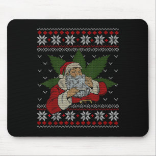 Santa Stoner Smoking Weed Humour Ugly Christmas  Mouse Mat