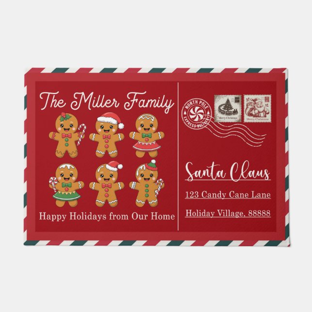 Santa Stop Here Christmas Doormat – Funny Festive  (Front)