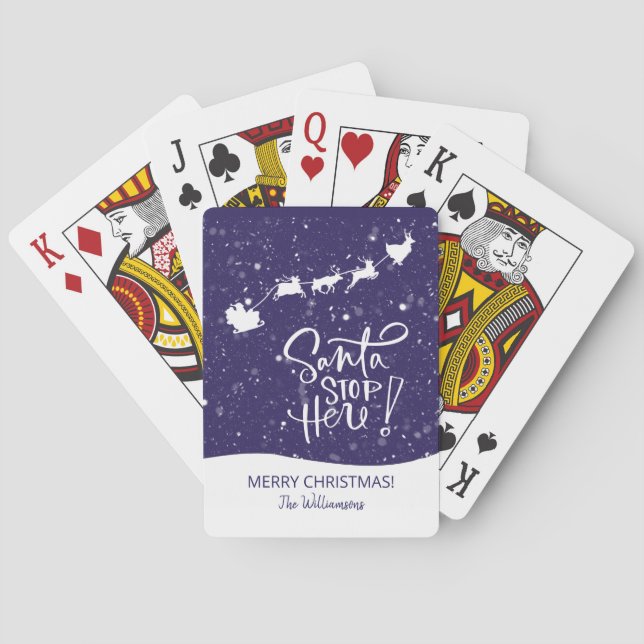 Santa stop here! Fun Snowy Night Playing Cards (Back)