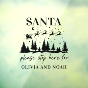 Santa stop here personalised Christmas modern Wind Window Cling