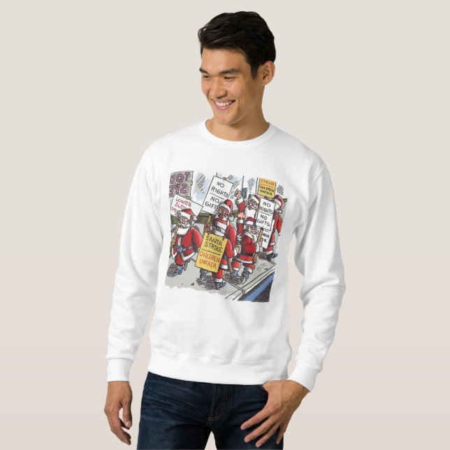 Santa Strike men white sweatshirt (Front Full)