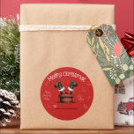 Santa stuck in chimney Christmas gift tag Sticker<br><div class="desc">Cute Christmas sticker with santa stuck going down the chimney.</div>