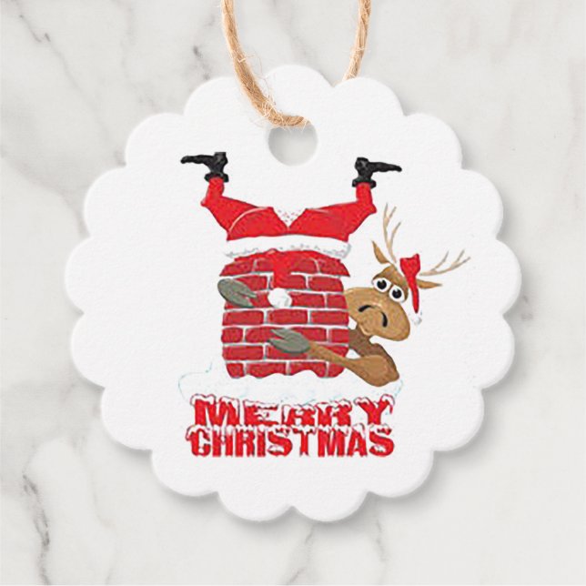 Santa Stuck in Chimney Favour/Gift Tag (Front)