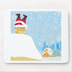 santa stuck in chimney mouse mat