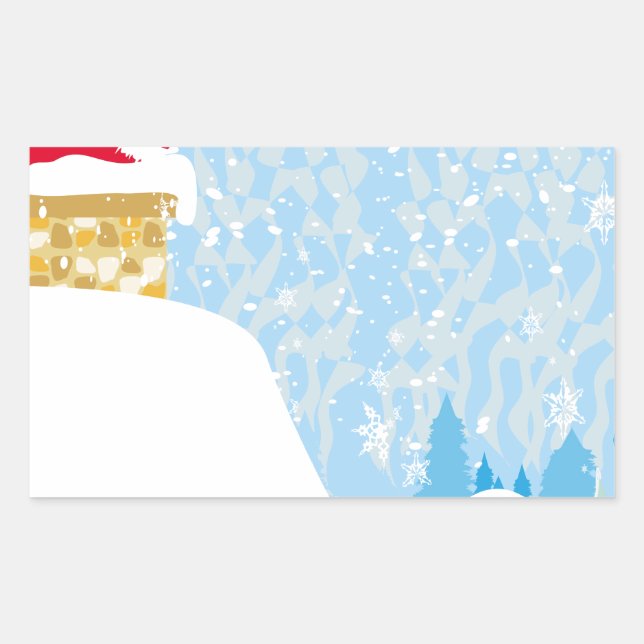 santa stuck in chimney rectangular sticker (Front)