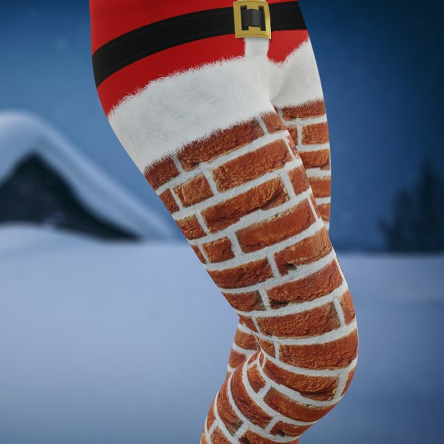 Santa Stuck in the Chimney Funny Christmas Festive Leggings (Need a funny costume for your Santa Party? Here's a pair of Santa in the Chimney Leggings!)