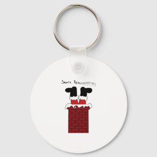 Santa Stuck in The Chimney Key Ring
