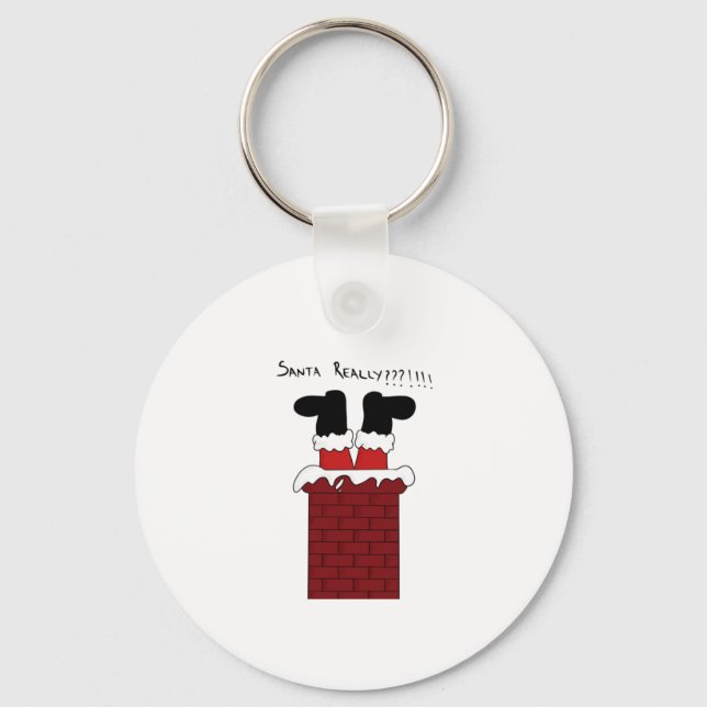 Santa Stuck in The Chimney Key Ring (Front)