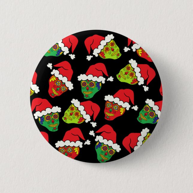 Santa Sugar Skull 6 Cm Round Badge (Front)